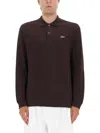 Lacoste Polo With Logo In Brown