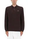 Lacoste Polo With Logo In Brown