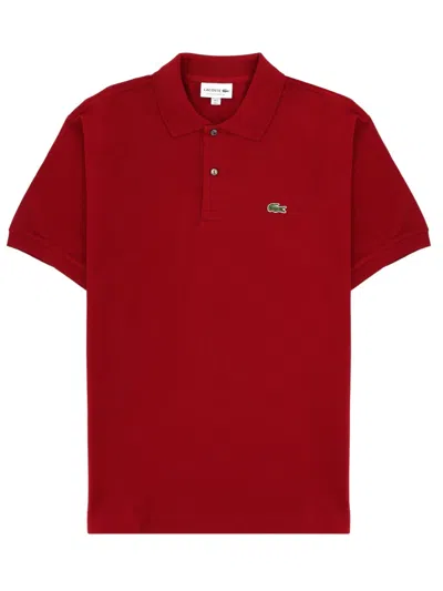 Lacoste Polo With Logo In Burgundy