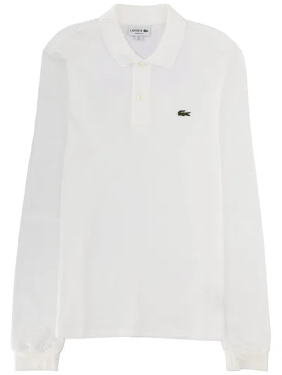 Lacoste Logo Long-sleeved Polo Shirt In White