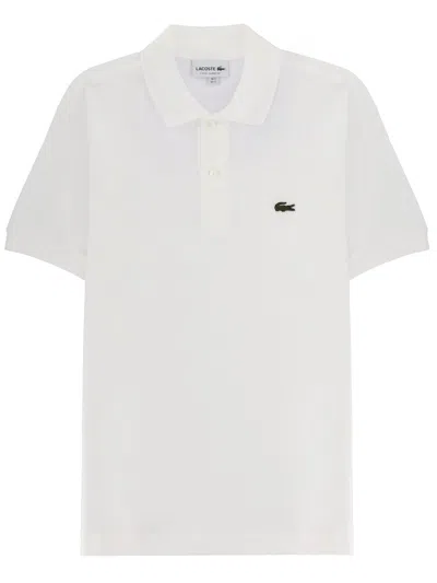 Lacoste Short Sleeve Pima Jersey Interlock Regular Fit Polo Shirt In White