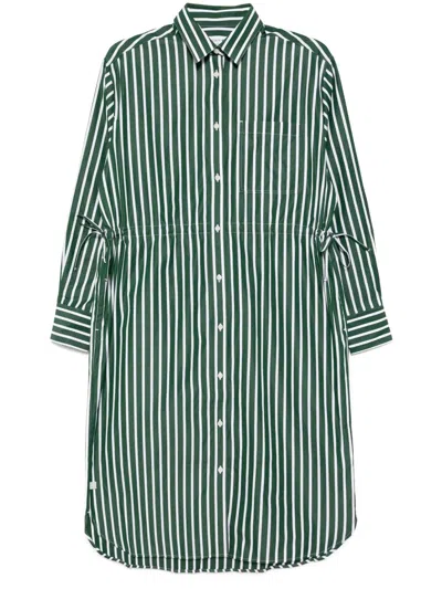 Lacoste Poplin Shirt Dress In Green