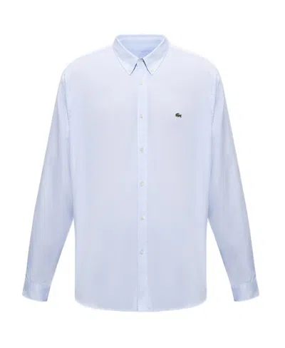 Lacoste Premium Crocodile Logo-patch Shirt In Blue
