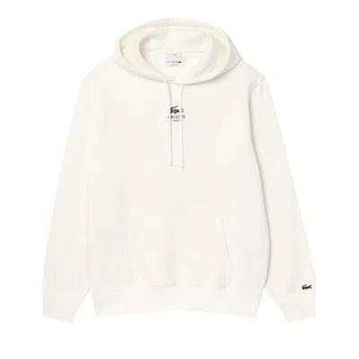 Pre-owned Lacoste Print Hoodie 'flour' | White | Men's Size Xl