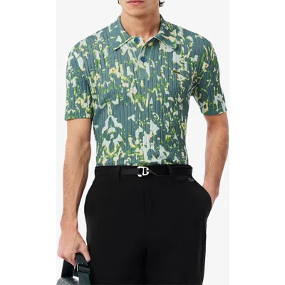 Lacoste Print Rib Polo In Green