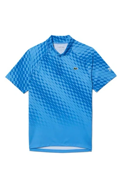 Lacoste Print Stretch Polo Shirt In Ethereal/kingdom-kingdom