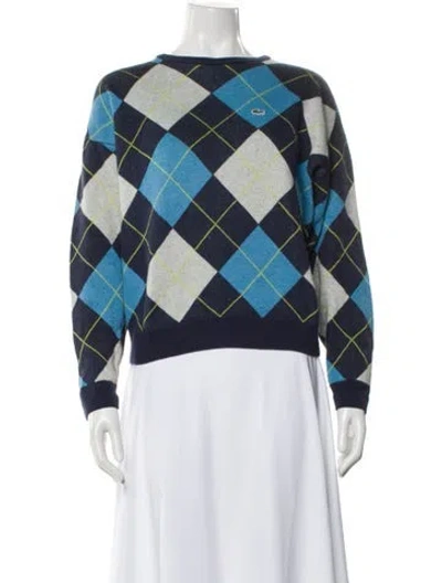 Pre-owned Lacoste Printed Bateau Neckline Sweater In Blue