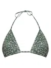 Lacoste Strappy Bikini Top With All Over Croc Print - Part Of A Set-green In Green