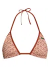 Shop Lacoste Printed Bikini Top In Neutrals