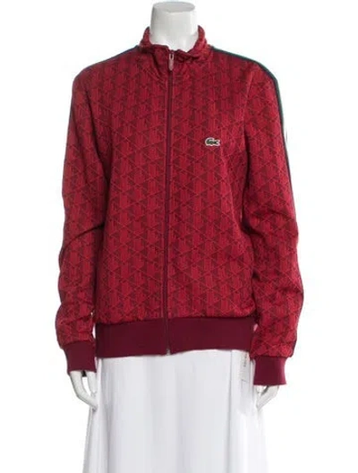 Pre-owned Lacoste Printed Bomber Jacket In Red