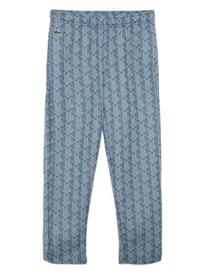 Lacoste Kids' Printed Casual Trousers In Blue