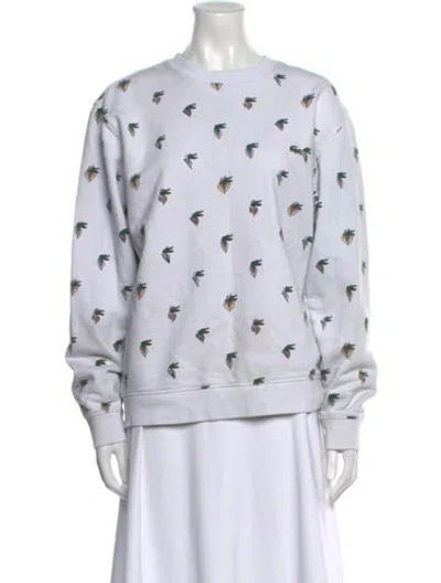 Pre-owned Lacoste Printed Crew Neck Sweater In White