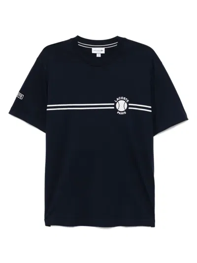 Lacoste Printed Embroidered T-shirt In Black