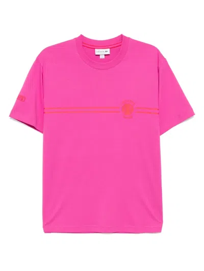 Lacoste Printed Embroidered T-shirt In Pink
