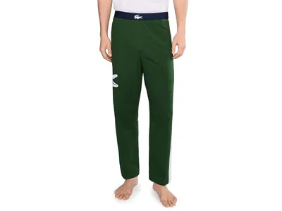 Lacoste Printed Fleece Loungewear Pants In Black