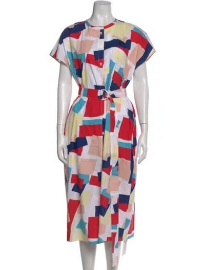 Pre-owned Lacoste Printed Midi Length Dress W/ Tags In Multi
