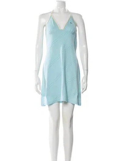 Pre-owned Lacoste Printed Mini Dress In Blue