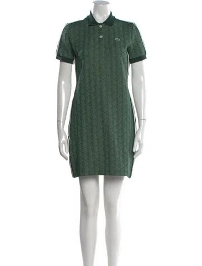 Pre-owned Lacoste Printed Mini Dress In Green