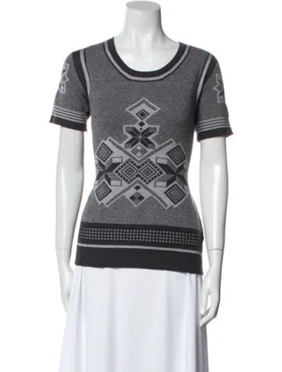 Pre-owned Lacoste Printed Scoop Neck Sweater W/ Tags In Blue