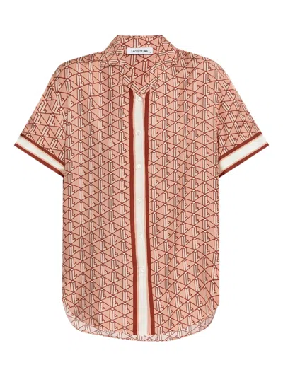 Lacoste Women's Oversized Monogram Print Shirt - 44 In Pink
