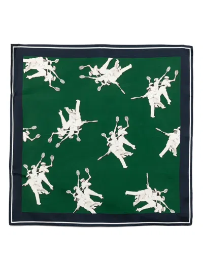 Lacoste Printed Silk Scarf In Green