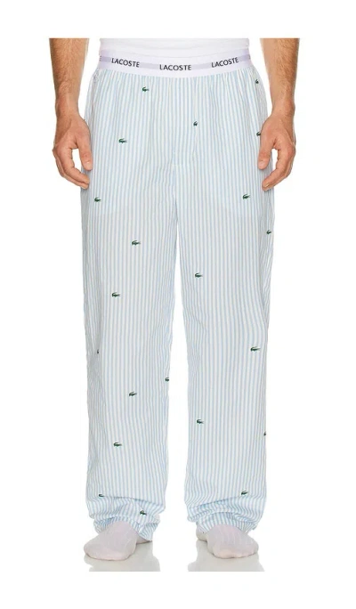 Lacoste Printed Striped Cotton Pajama Bottoms In Gray