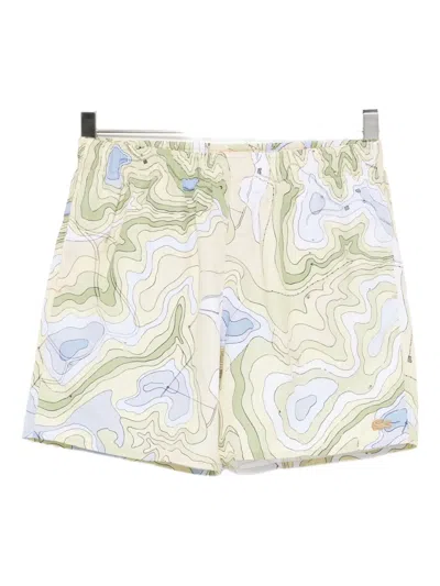 Lacoste Printed Swim Shorts In Green
