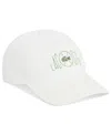 Lacoste Printed Twill 5-panel Adjustable Hat In White