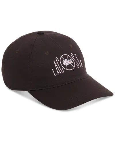 Lacoste Printed Twill 5-panel Adjustable Hat In Brown