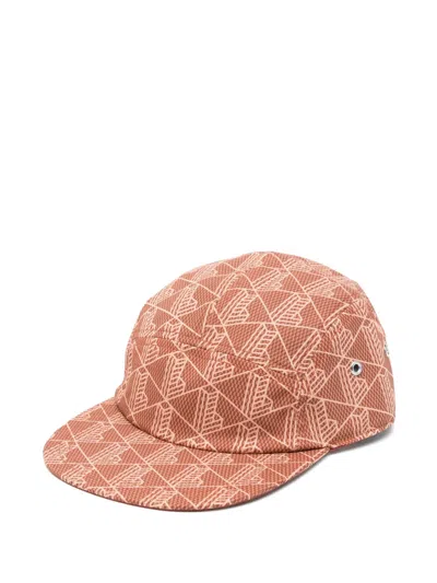 Lacoste Printed Twill Cap In Brown