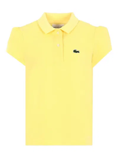 Lacoste Kids' Puff-sleeve Polo Shirt In Yellow