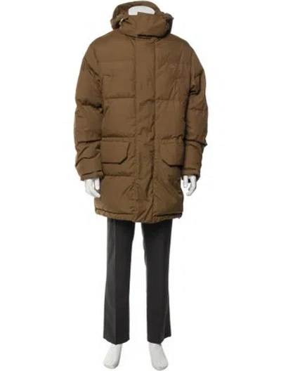 Pre-owned Lacoste Puffer Coat In Brown