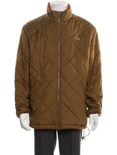 Pre-owned Lacoste Puffer Coat In Brown