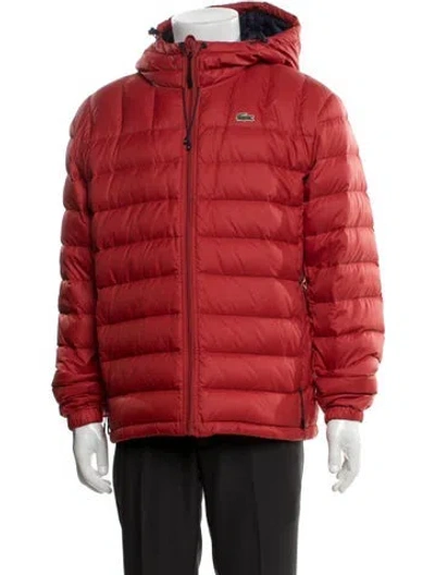 Pre-owned Lacoste Puffer Coat In Red
