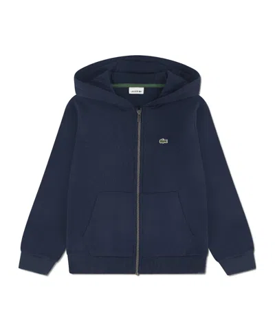 Lacoste Pure Cotton Zipper Sweatshirt In Blue