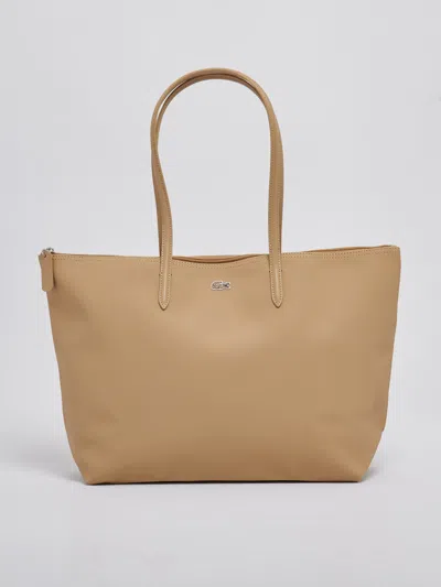 Lacoste Pvc Shopping Bag In Ecru