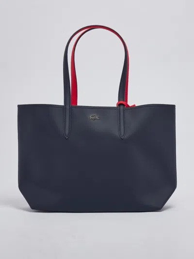Lacoste Pvc Shopping Bag In Navy-rosso