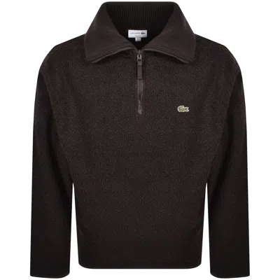 Lacoste Quarter Zip Knit Fleece Brown