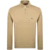 Lacoste Zip-up High Neck Interlock Sweatshirt In Brown