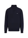 Lacoste Logo Patch Half-zip Sweatshirt In Blue