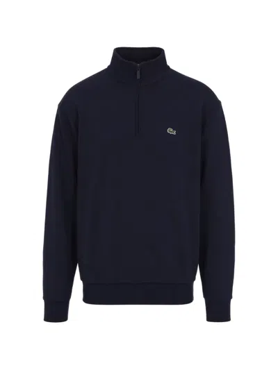 LACOSTE QUARTER-ZIP LOGO-PATCH SWEATER