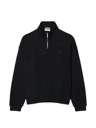 Lacoste Quarter-zip Sweatshirt In Black
