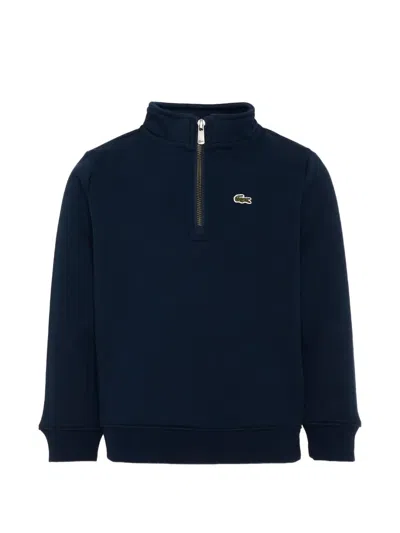 Lacoste Kids' Quarter-zip Sweatshirt In Blue