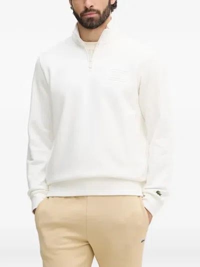 Lacoste Quarter-zip Sweatshirt In White
