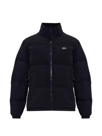 Lacoste Quilted High-neck Jacket In Blue