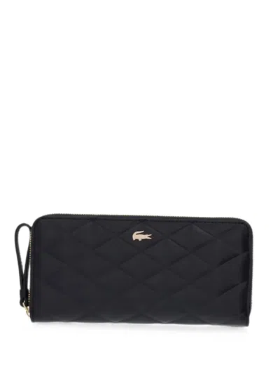 Lacoste Quilted Logo-plaque Wallet In Black