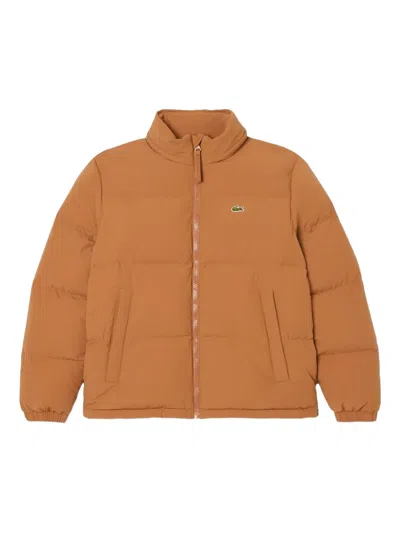 Lacoste Quilted Puffer Jacket In Brown