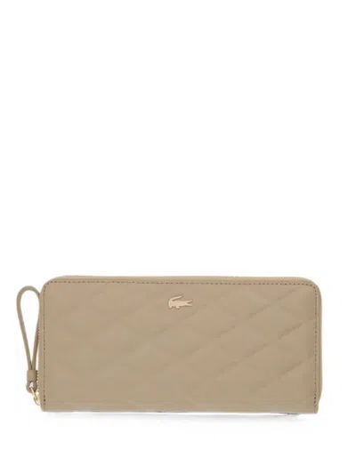 Lacoste Quilted Zip-around Wallet In Brown