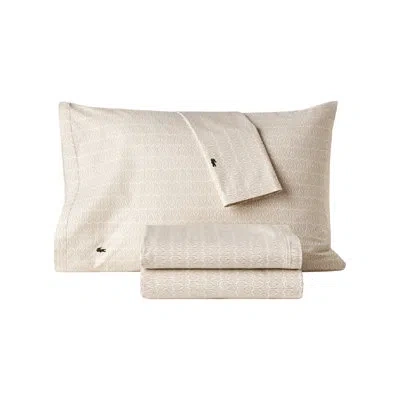 Lacoste Racquets 100% Cotton Percale Sheet Set In Beige