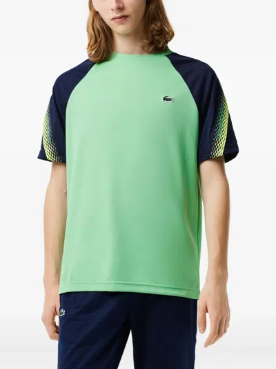 Lacoste Raglan-sleeve Graphic-print T-shirt In Green